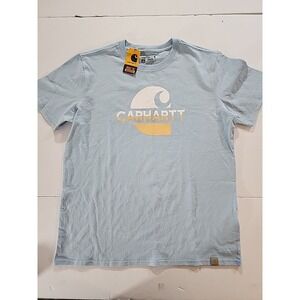 Women's Carhartt Loose Fit Short Sleeve Faded C Blue T Shirt Size Large NWT
